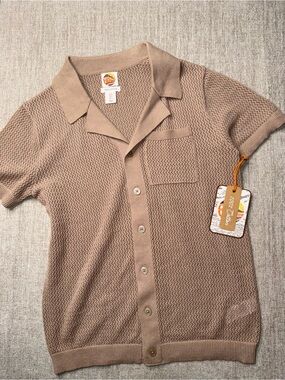 C&C California Open-Knit Cotton Button-Up Shirt — Size Women’s Small — NWT
